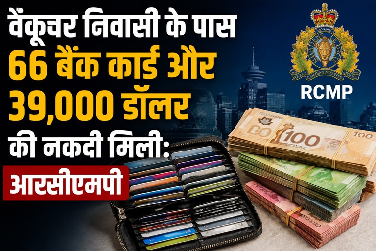 वैंकूवर निवासी के पास 66 बैंक कार्ड और 39,000 डॉलर की नकदी मिली: आरसीएमपी